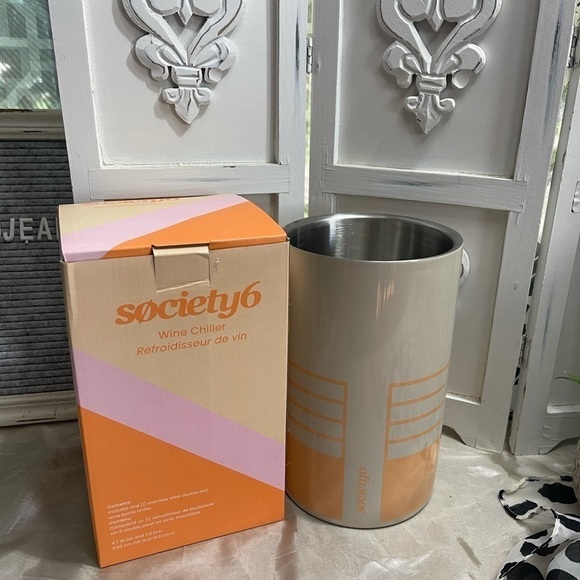 Society 6 white and peach Stainless Steel Wine Chiller - Picture 7 of 8